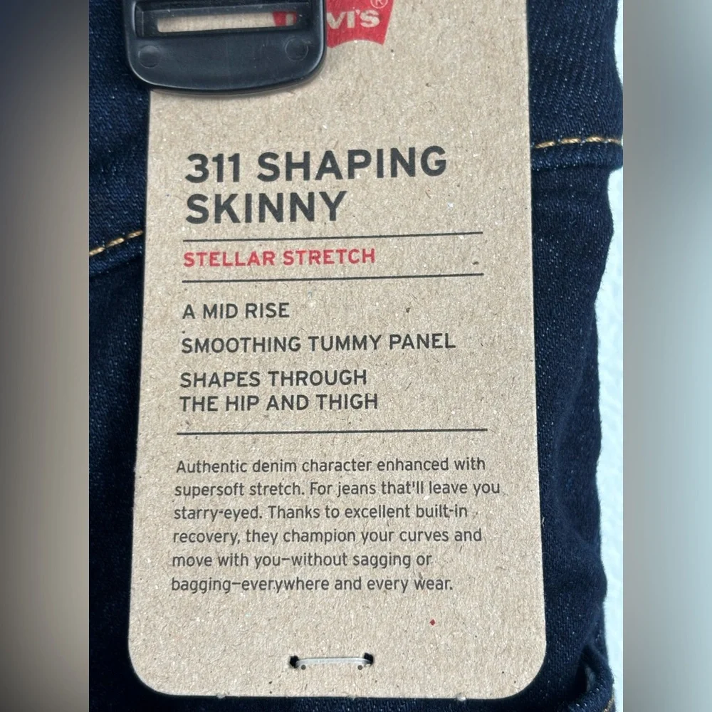 Levis 311 Shaping Skinny Jeans Womens 32x28 (33X28) Dark Wash Mid Rise Stretch - Picture 6 of 15